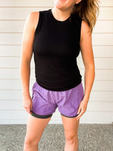 Load image into Gallery viewer, High Waisted Nylon Shorts in Smoky Lilac
