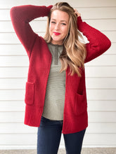 Load image into Gallery viewer, Meri Waffle Knit Cardigan in Red
