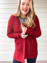 Load image into Gallery viewer, Meri Waffle Knit Cardigan in Red
